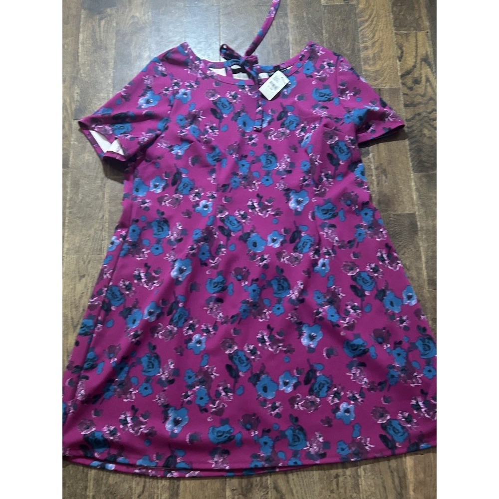 Lane Bryant Shirt Dress Plus Sz 18/20 Purple Floral Stretch Knee Length NWT